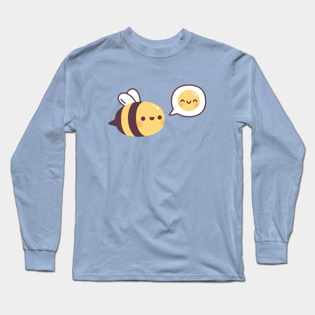 Cute Bee Be Happy Emoji Doodle Long Sleeve T-Shirt by rustydoodle